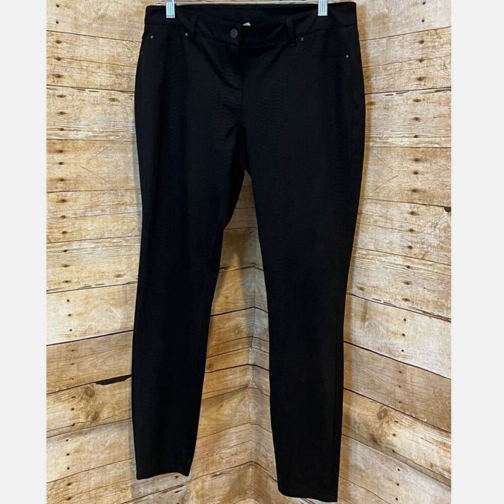 ARTISAN NY SIZE 10 REPTILE PRINT SUEDE BLACK SKINNY MID-RISE ANKLE CAREER PANTS